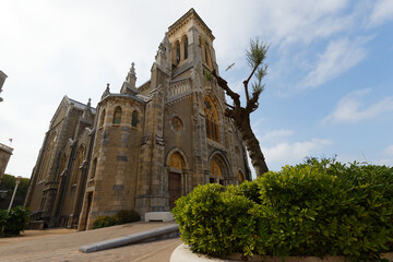 Wall Mural - View of church Saint Eugenie in Biarritz, France