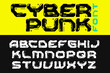Cyberpunk Technology Futuristic Font Vector Design Style.
