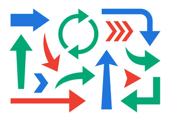 Leinwandbilder - Modern arrow icon collection. Direction, turn left, turn right, reload and cursor arrow symbol vector illustration.