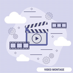Poster - Video montage, media production flat design style vector concept illustration