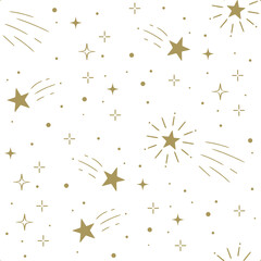 Wall Mural - gold star seamless pattern on white background