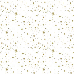 Wall Mural - gold star seamless pattern on white background