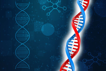 3d illustraction of dna structure in medical abstract background