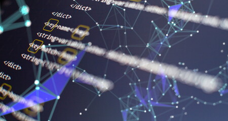 Wall Mural - website html code on the laptop display closeup photo. modern tech. innovative startup project.