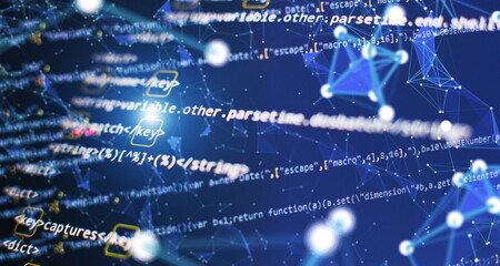 Wall Mural - website html code on the laptop display closeup photo. modern tech. innovative startup project.