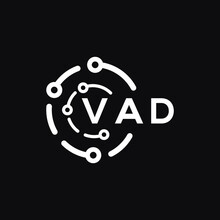 VAD Technology Letter Logo Design On Black  Background. VAD Creative Initials Technology Letter Logo Concept. VAD Technology Letter Design.
