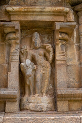 wall sculpture in an indian temple - gangaikonda cholapuram temple, tamil nadu