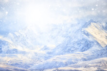 Mountains Snowy Peaks, Abstract Landscape Winter View