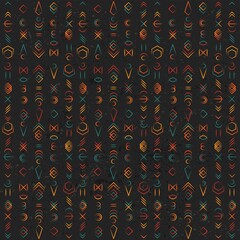 Dark runic color symbols pattern background