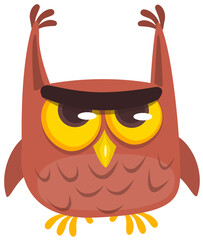 Funny cartoon owl with big eyes. Vector illustration. Design for print, children book illustration