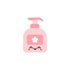 Cute smiling liquid soap cartoon. Happy soap container vector illustration