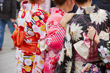 Back View Of A Woman Wearing A Yukata