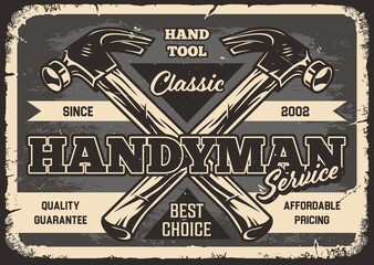 Poster - Monochrome poster with handyman service symbol