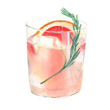 Cold Grapefruit Cocktail In Glasses With Ice And Pieces Grapefruit On White Background. Fresh Summer Healthy Diet Beverage. Paloma Cocktail