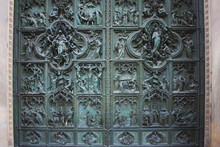 Pieta Scenes On The Bas Relief Of Milan Cathedral Door In Milan