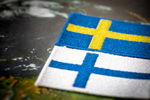 Flags Of Sweden And Finland, Economic And Military Pact And Cooperation Concept