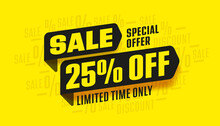 Yellow Sale Tag With Discount Promo Offer Design