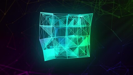 Wall Mural - dark background.motion.a beautiful transparent geometric figure made in animation on the background 