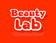 Vector red logo Beauty Lab. Trendy Stylish Font. Creative Alphabet Letters and Numbers set