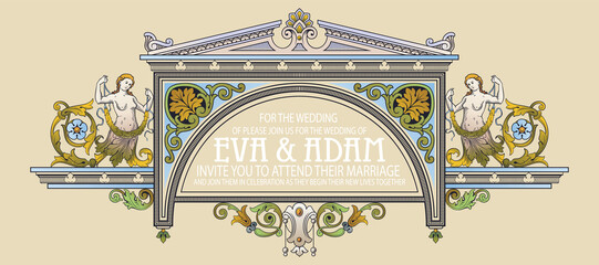 Wall Mural - Luxury vector frame in ancient style for flyer, invitations or greeting cards.