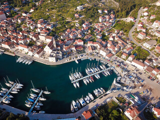 Wall Mural - Aerial view of a village Milna in Croatia on the island Brac