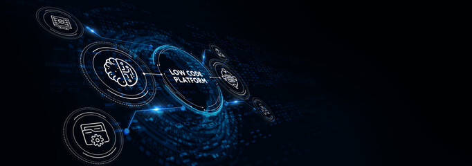 Low Code software development platform technology concept. 3d illustration