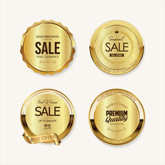 Wall Mural - collection of golden badges and labels retro super sale style