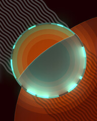 Fototapete - Composition of rounded figures with a harmoniously colors and luminous ring in the center 3d render digital illustration