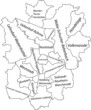 White flat vector administrative map of BRAUNSCHWEIG, GERMANY with name tags and black border lines of its districts