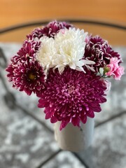 Wall Mural - Purple and white mums bouquet