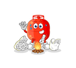 Canvas Print - gas cylinder roasting marshmallows. cartoon mascot vector