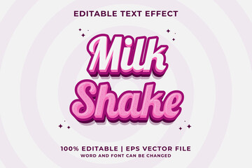 Canvas Print - 3d Milk Shake Cartoon Editable Text Effect Premium Vector