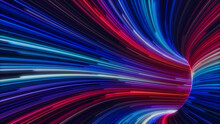 Blue, Pink And Purple Colored Stripes Form Abstract Neon Lines Tunnel. 3D Render.