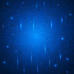 Wall Mural - Flat blue circuit board line electronic pattern modern design vector background.