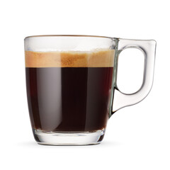 Wall Mural - Glass cup of espresso coffee isolated on white.