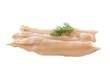 raw halibut fillet isolated on a white background