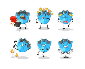 Canvas Print - swimming fin comedy set character. cartoon mascot vector