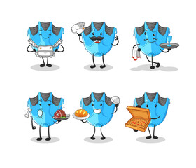 Canvas Print - swimming fin restaurant group character. cartoon mascot vector