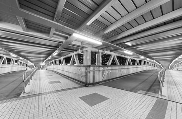 Poster - Night scene of empty modern pedestrian walkway