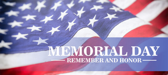 Sticker - Memorial Day Remember and Honor text on America flag. USA Happy Memorial Day Background.