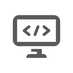 Canvas Print - Computer monitor and programing code icon. Coding developer filled symbol.