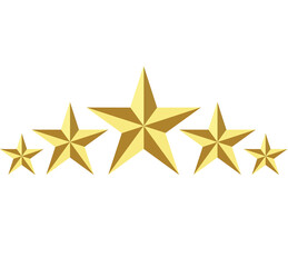 Wall Mural - five golden rating star icon on white background. win prizes sign. award symbol. success concept. fl