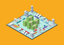 Isometric Buildings On Board Game