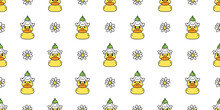 Duck Seamless Pattern Daisy Flower Rubber Duck Shower Bathroom Toy Swimming Pool Bird Chicken Vector Pet Scarf Isolated Cartoon Animal Tile Wallpaper Repeat Background Doodle Illustration Pastel Desig