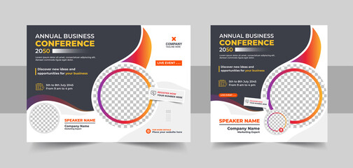 business conference live webinar banner invitation and social media post template, business webinar 