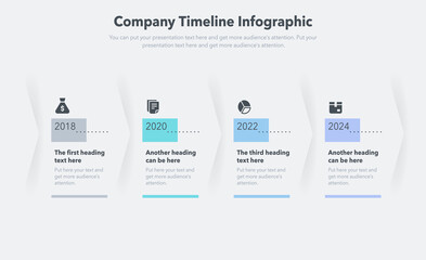 Wall Mural - Business infographics with four steps for company milestones. Easy to use for your website or presentation. 