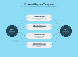 Poster - Simple business diagram template with four stages - blue version. Easy to use for your website or presentation.