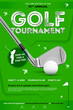 Golf tournament poster template with ball and golf club