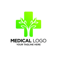 Wall Mural - Medical Leaf Logo Design Template Inspiration, Vector Illustration.