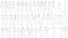 People Set Sketch, Outline, Isolated, Vector